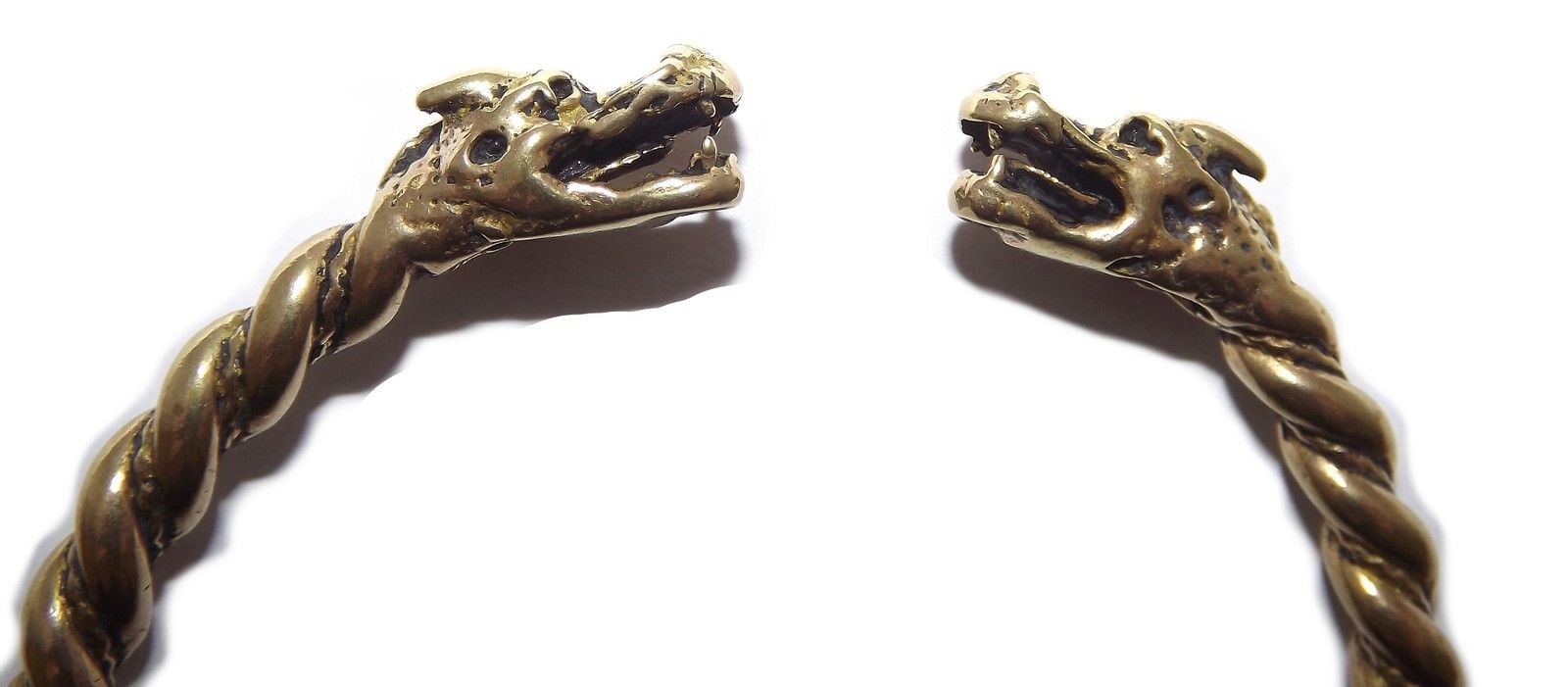 Drakhuvud Vikinga Armring i Brons - 2