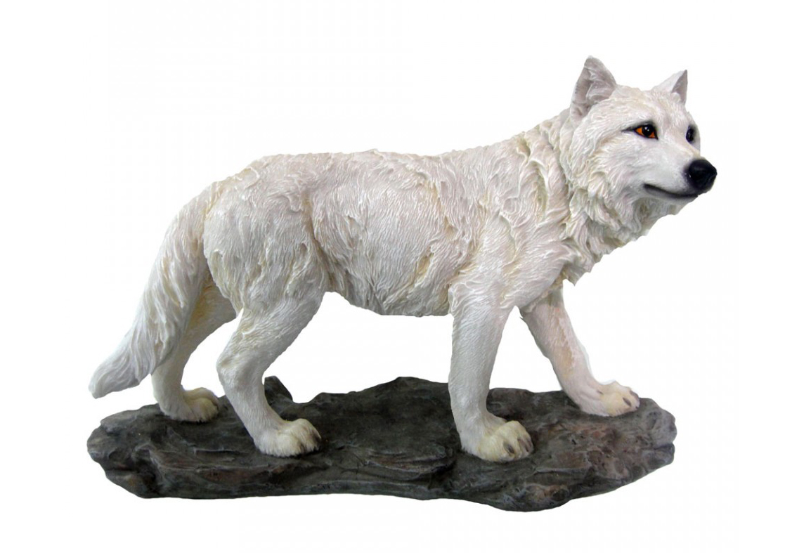Vit Varg Figur  - Berg Vakt - 21cm