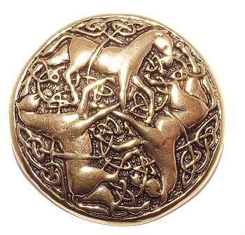 Keltsik Brooch med Hästar i Brons
