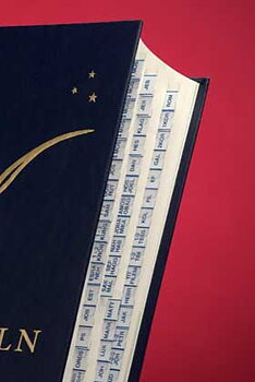 Bibelregister-blå text