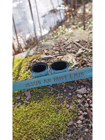 Reflexband  Jesus är mitt ljus-blå
