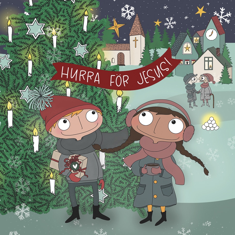 LITET KVADRATISKT JULKORT: HURRA FÖR JESUS! - 2