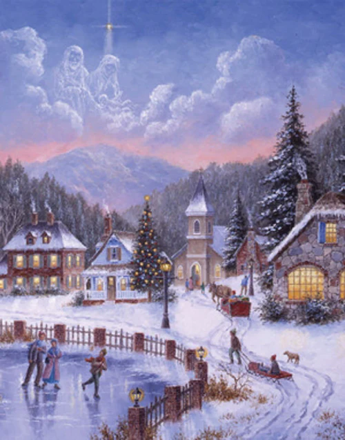 Julkort - Ice skating village