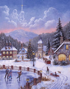 Julkort - Ice skating village