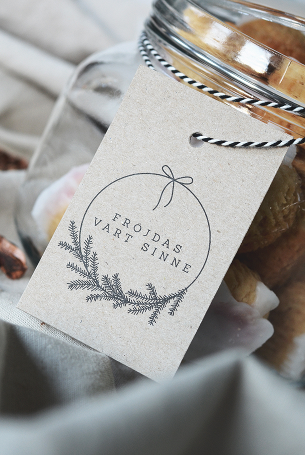 10-PACK! JULETIKETT PÅ KVISTPAPPER: FRÖJDAS VART SINNE