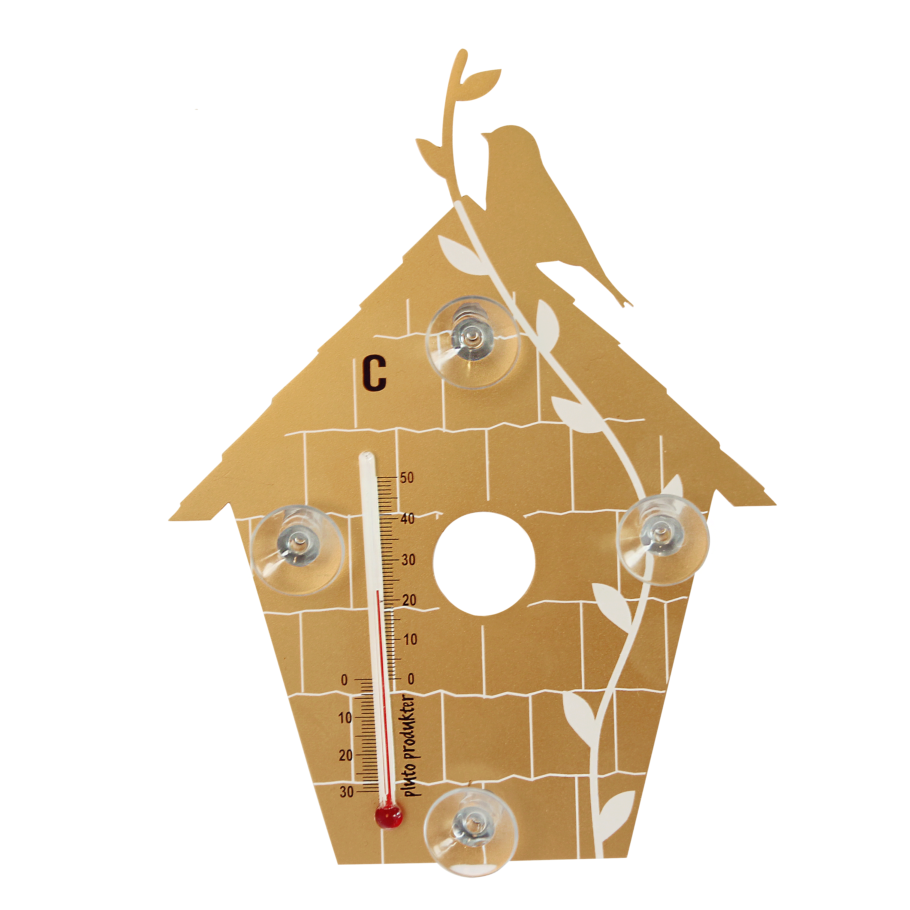 TERMOMETER BIRDHOUSE GOLD