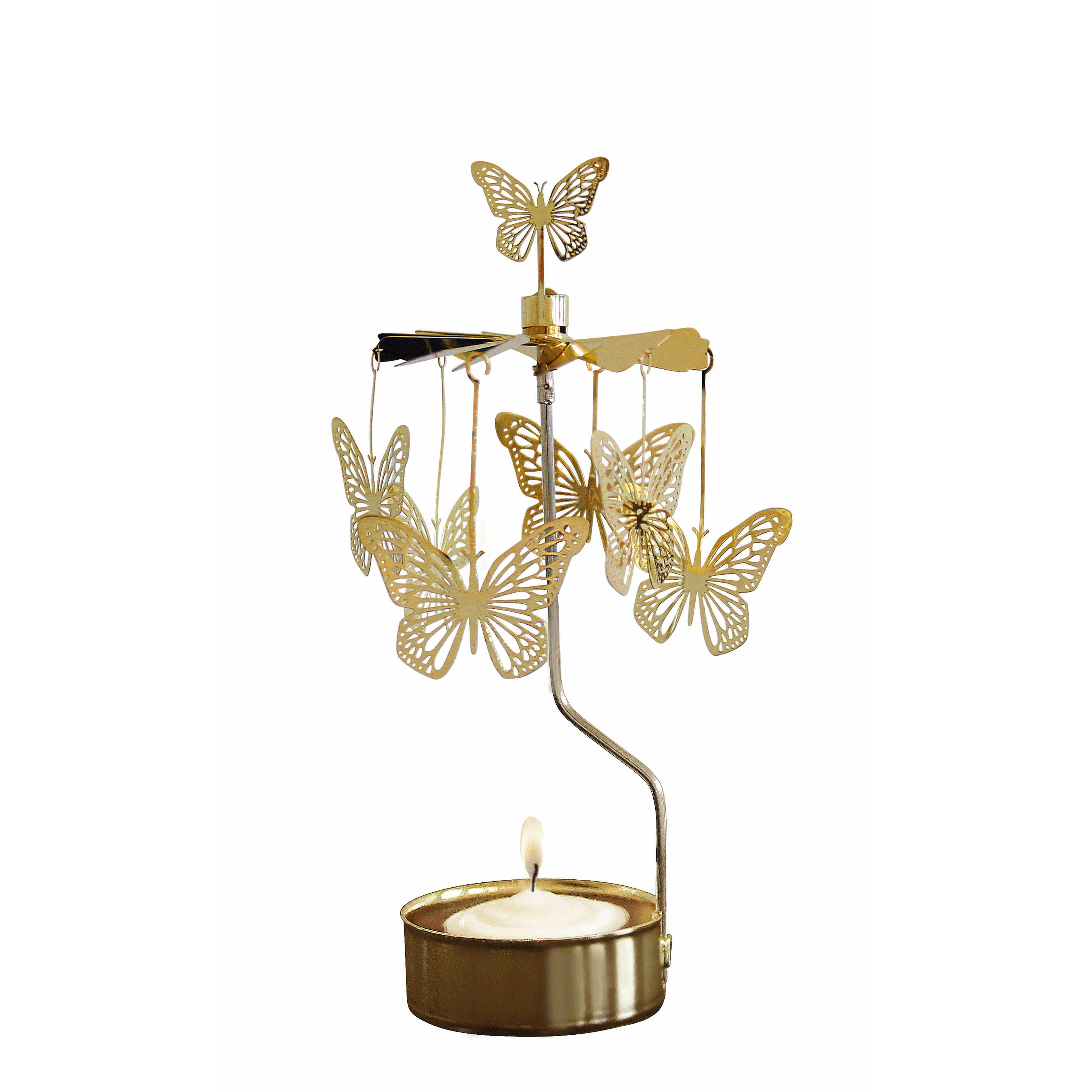 TEALIGHT SPINNER BUTTERFLY GOLD - 3