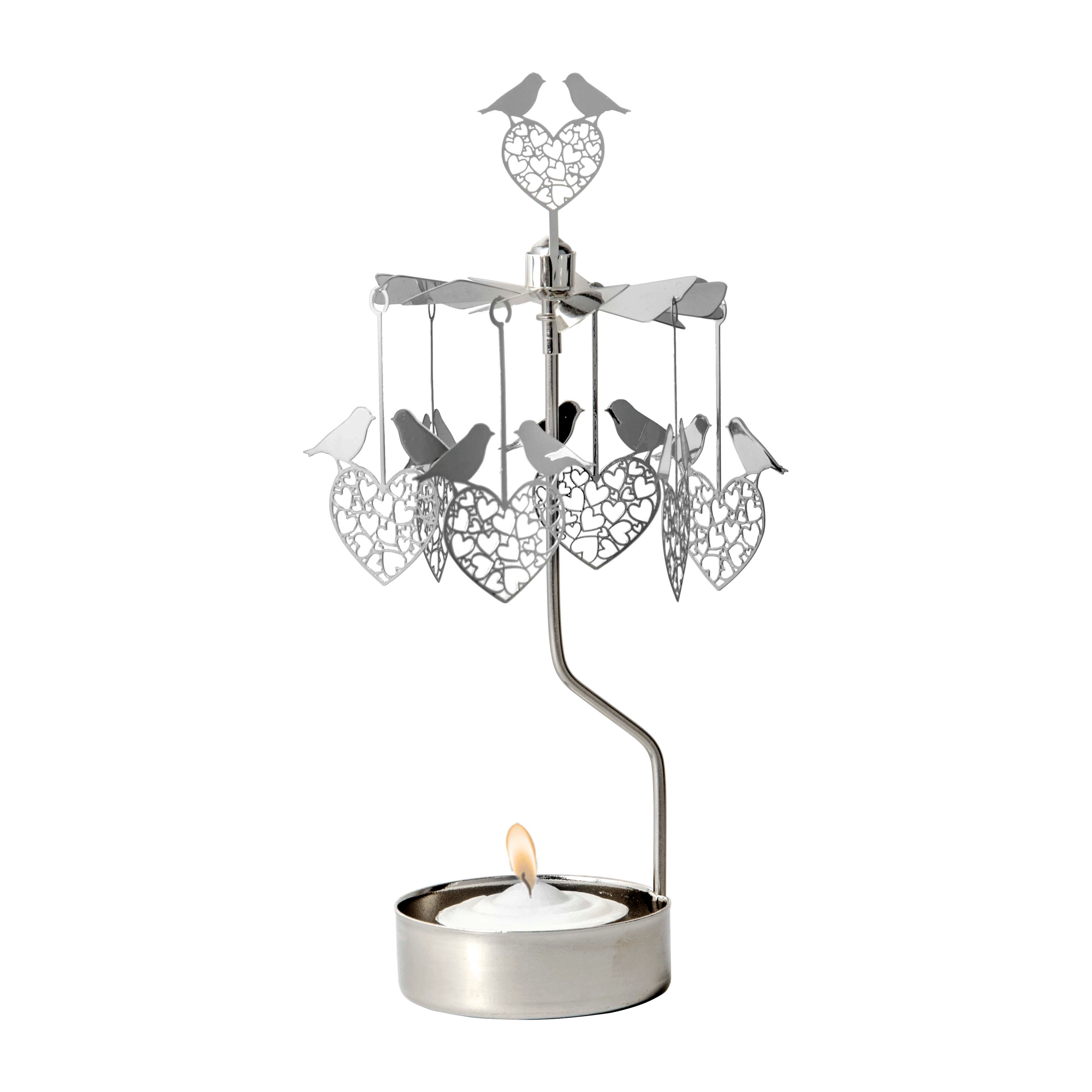TEALIGHT SPINNER BIRD HEART