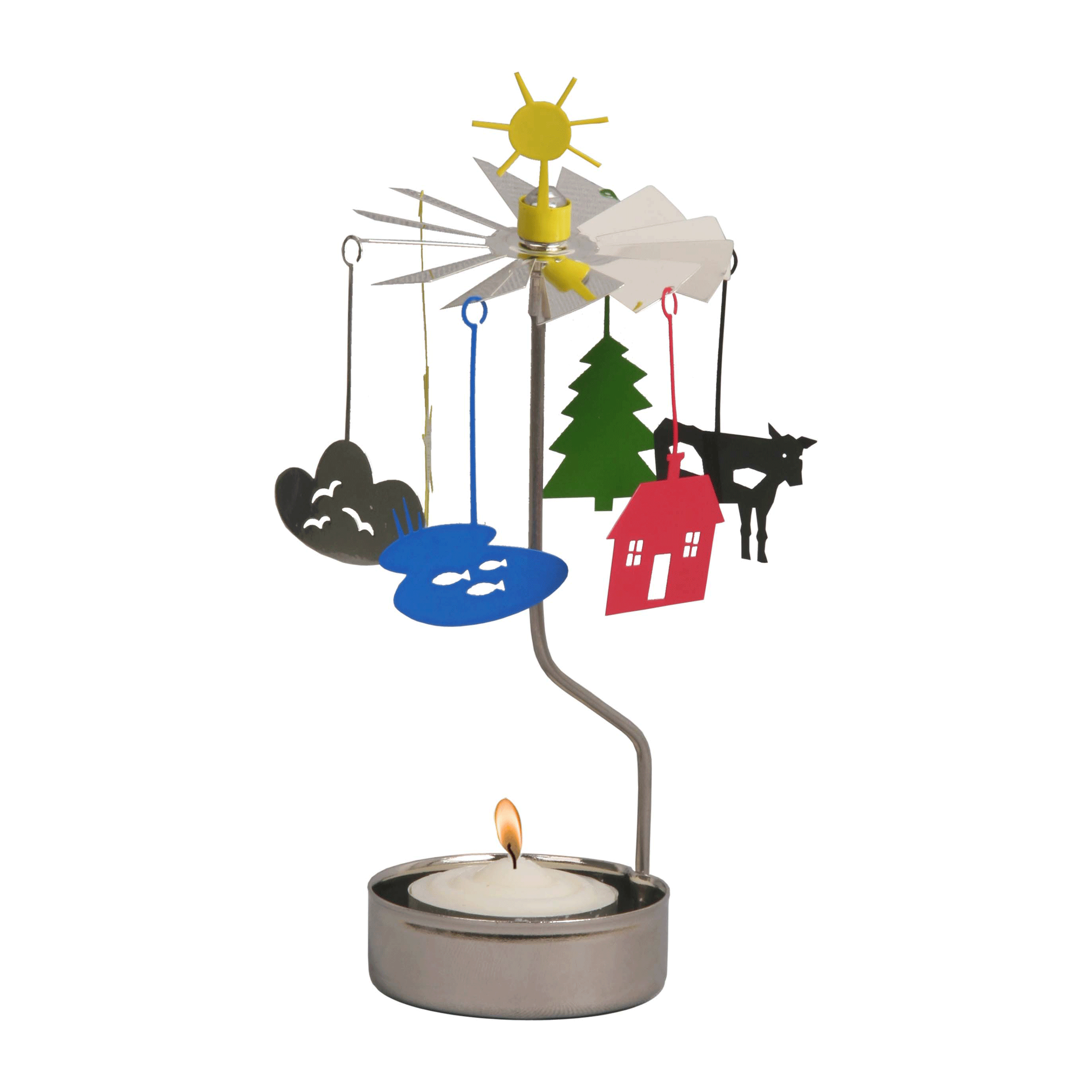 TEALIGHT SPINNER SUN & CLOUD