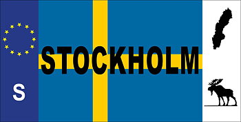 Skilt, Stockholm och Sverige, (15 x 30 cm)