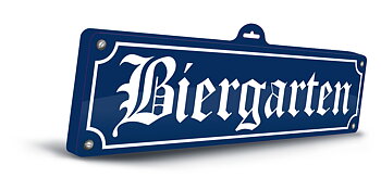 Skilt "Biergarten"