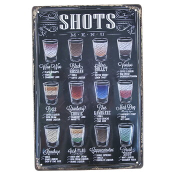 Metall skilt: SHOTS  meny!