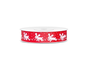 Rødt Julebånd i grosgrain - Rudolf - 3