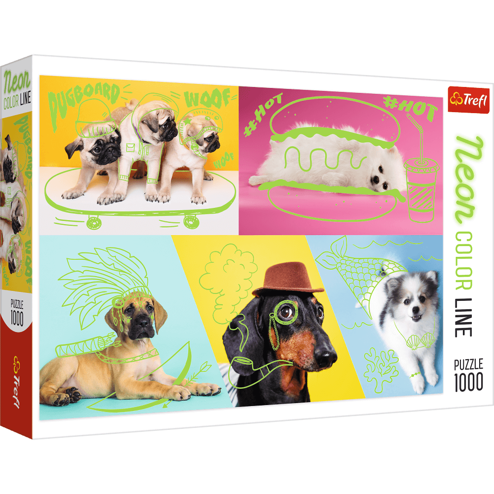 Trefl Pussel Neon Color Far Out Dogs, 1000 Bitar