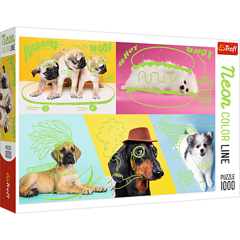 Trefl Pussel Neon Color Far Out Dogs, 1000 Bitar