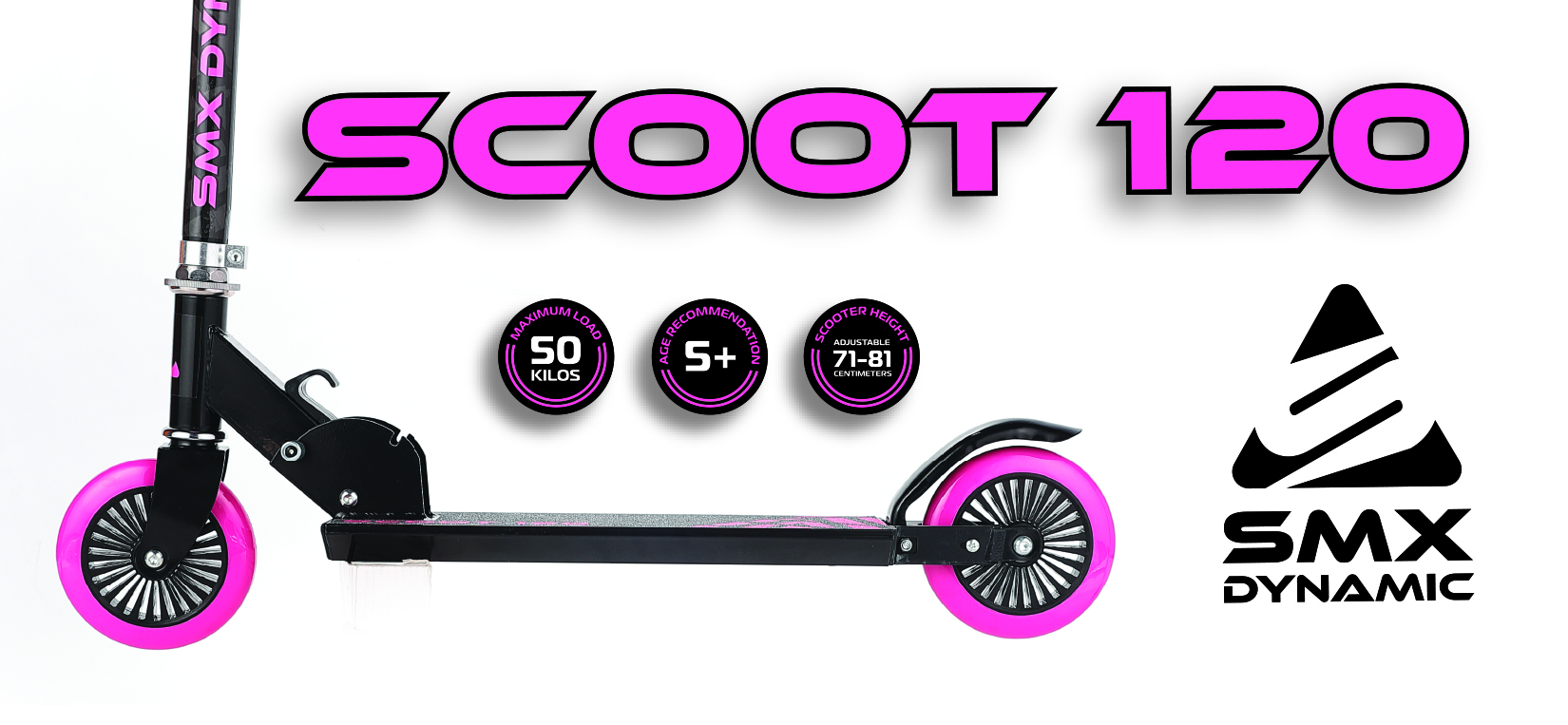 SportMe Scooter SMX Dynamic Foldable 120, Rosa - 4