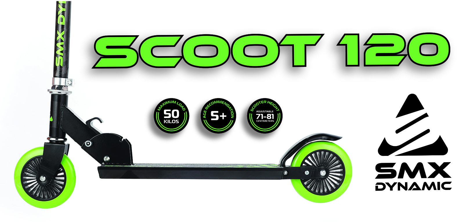 SportMe Scooter SMX Dynamic Foldable 120, Grön - 2