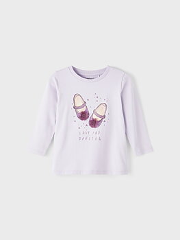 Name it Lila Top med Ballerina och Applikation Storlek 86