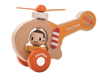 Helikopter i Trä, Röd - PlanToys
