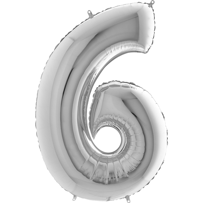 Stor Sifferballong i Folie 6, Silver