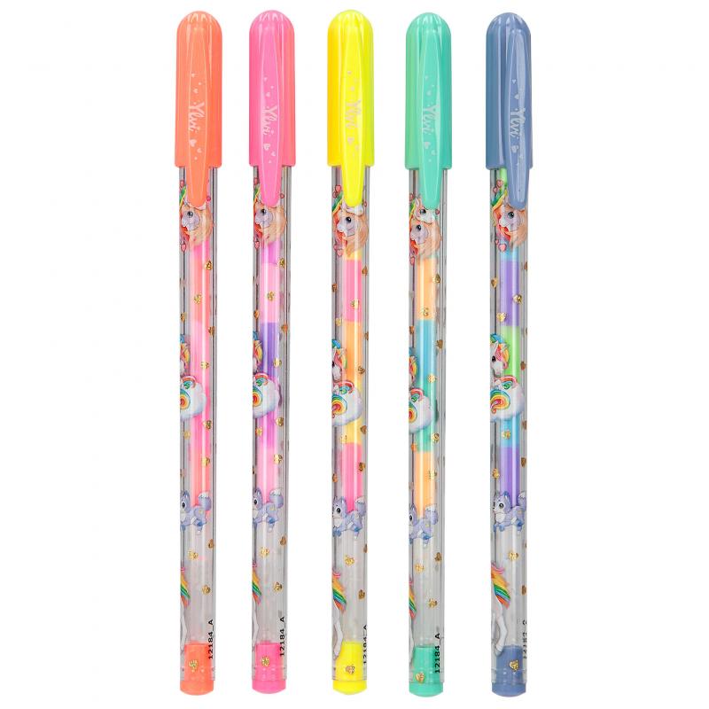 Ylvi Regnbågsgelpennor, 5-pack
