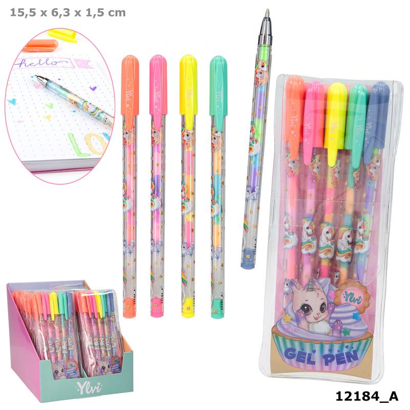 Ylvi Regnbågsgelpennor, 5-pack - 6