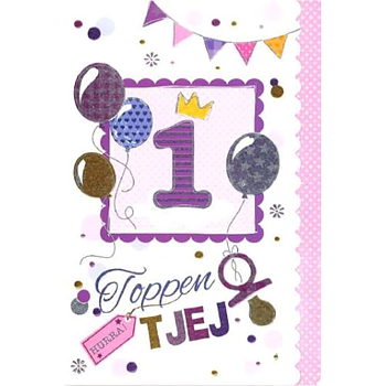 Gratulationskort 1 år Toppen Tjej - Spader