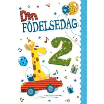 Gratulationskort 2 år Giraff - Spader