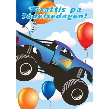 Enkelt Barnkort Grattis på Födelsedagen, Bil -  Spader