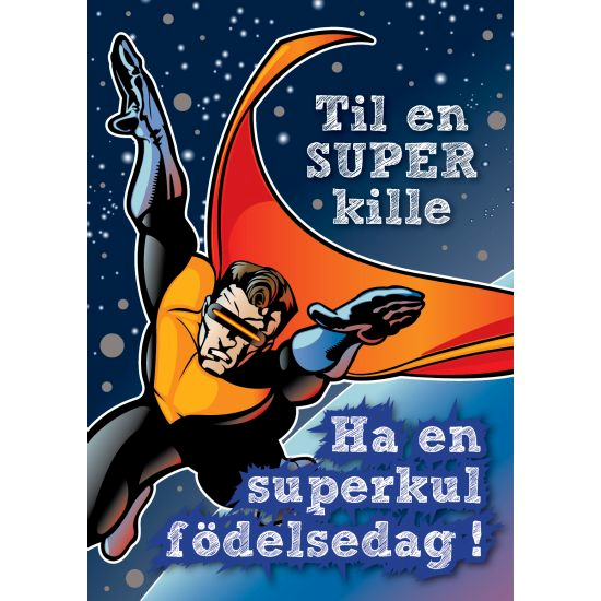 Enkelt Barnkort Grattis på Födelsedagen, Superkille -  Spader