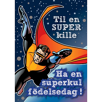 Enkelt Barnkort Grattis på Födelsedagen, Superkille -  Spader