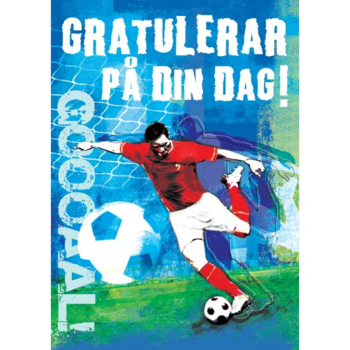 Enkelt Barnkort Gratulerar på Din Dag, Fotboll -  Spader