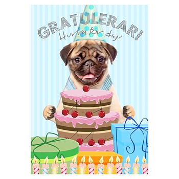 Enkelt Barnkort Gratulerar Hurra För Dig, Hund -  Spader
