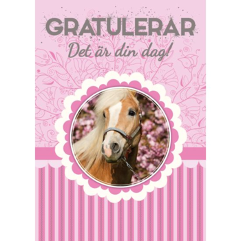 Enkelt Barnkort Gratulerar Det är din dag, Häst -  Spader