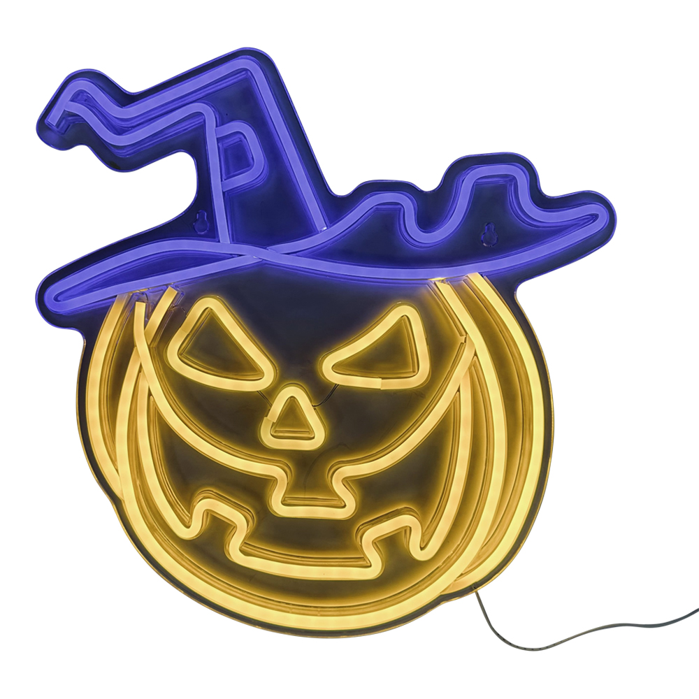Halloween Led Neon Skylt Pumpa Huvud