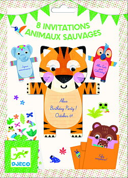 Inbjudningskort för Barn, Wild animals invitation cards - Djeco