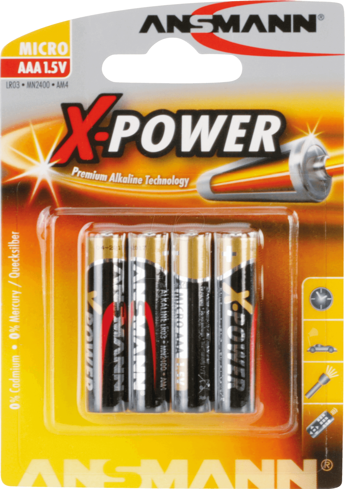 Batteri Alkaline Xpower AAA LR03, 4-Pack