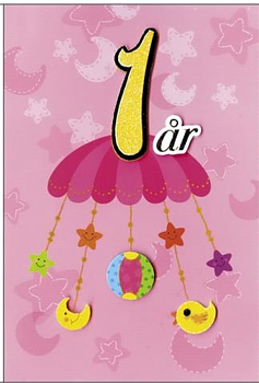 Gratulationskort 1 år Rosa