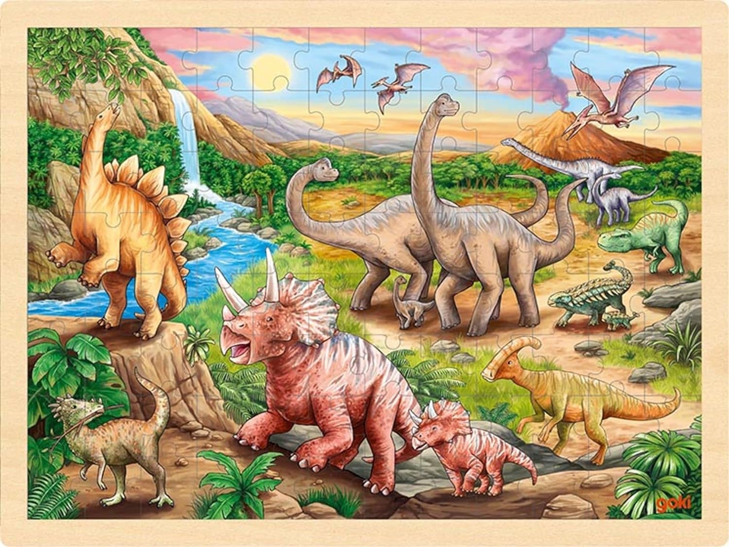Träpussel Dinosaurie, 96 Bitar - Goki