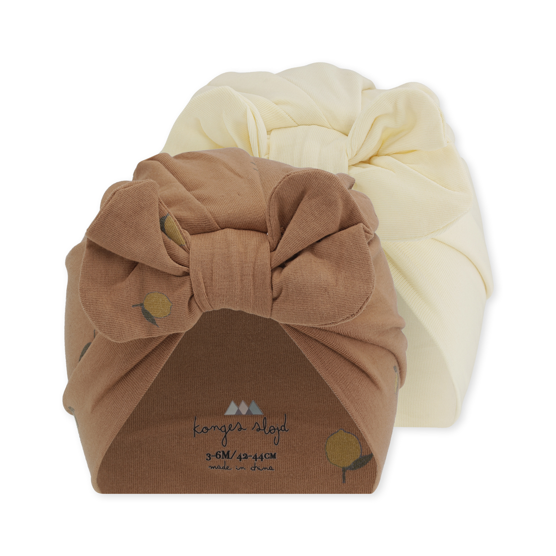 Babymössa Bambi Bonnet 2-pack, Lemon Brown, 12-18 mån - Konges Sløjd