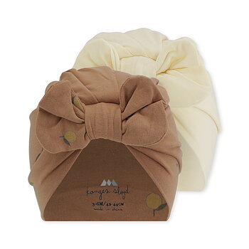 Babymössa Bambi Bonnet 2-pack, Lemon Brown, 12-18 mån - Konges Sløjd