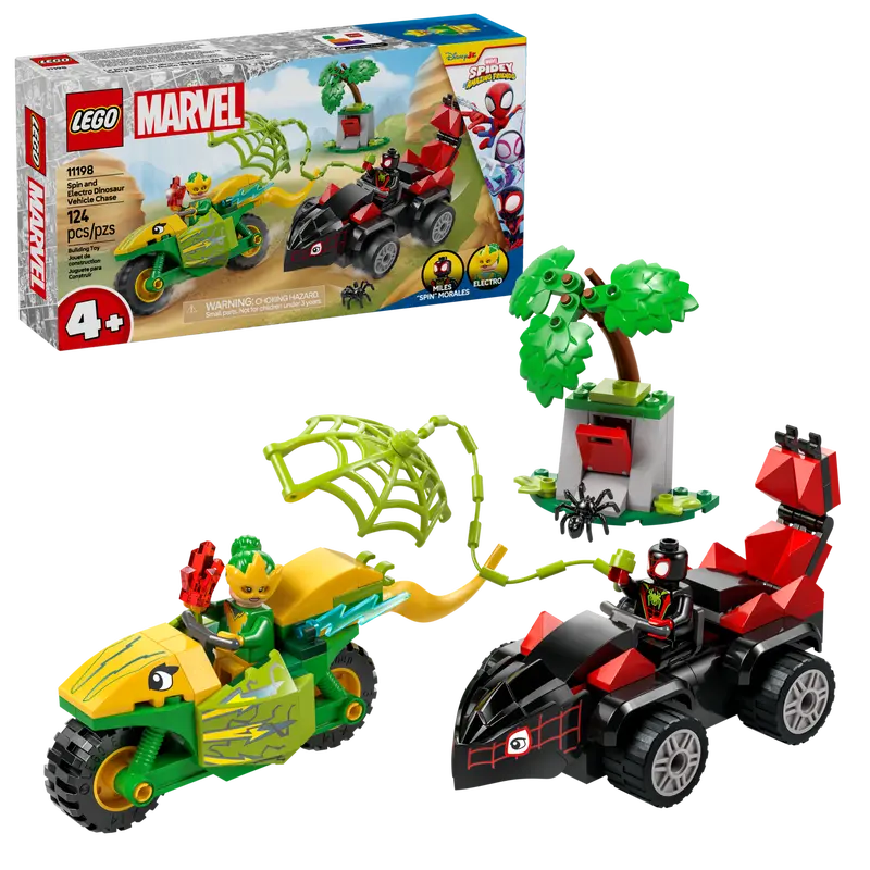 Lego Marvel 11198 Spins och Electros jakt med dinosauriefordon