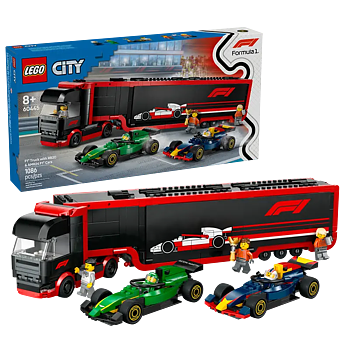 Lego City 60445 F1® lastbil med RB20 & AMR24 F1® bilar