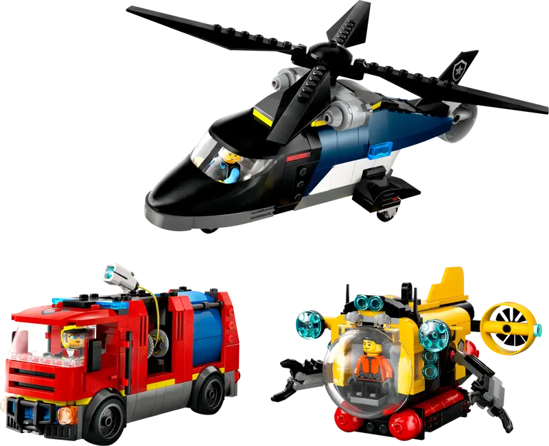 Lego City 60462 Helikopter, brandbil och ubåt - 2