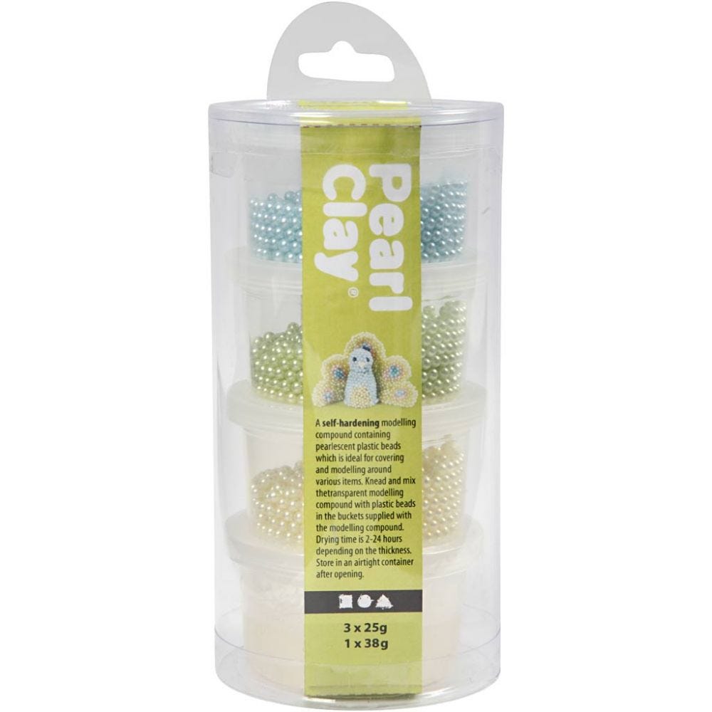 Pearl Clay®, Färgmix, Ljusblå/Creme/Ljusgrön - Creative Company - 2