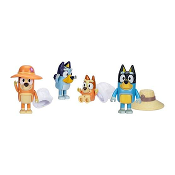 Bluey Holiday Family Trip 4 -Pack Figurer