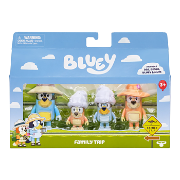 Bluey Holiday Family Trip 4 -Pack Figurer