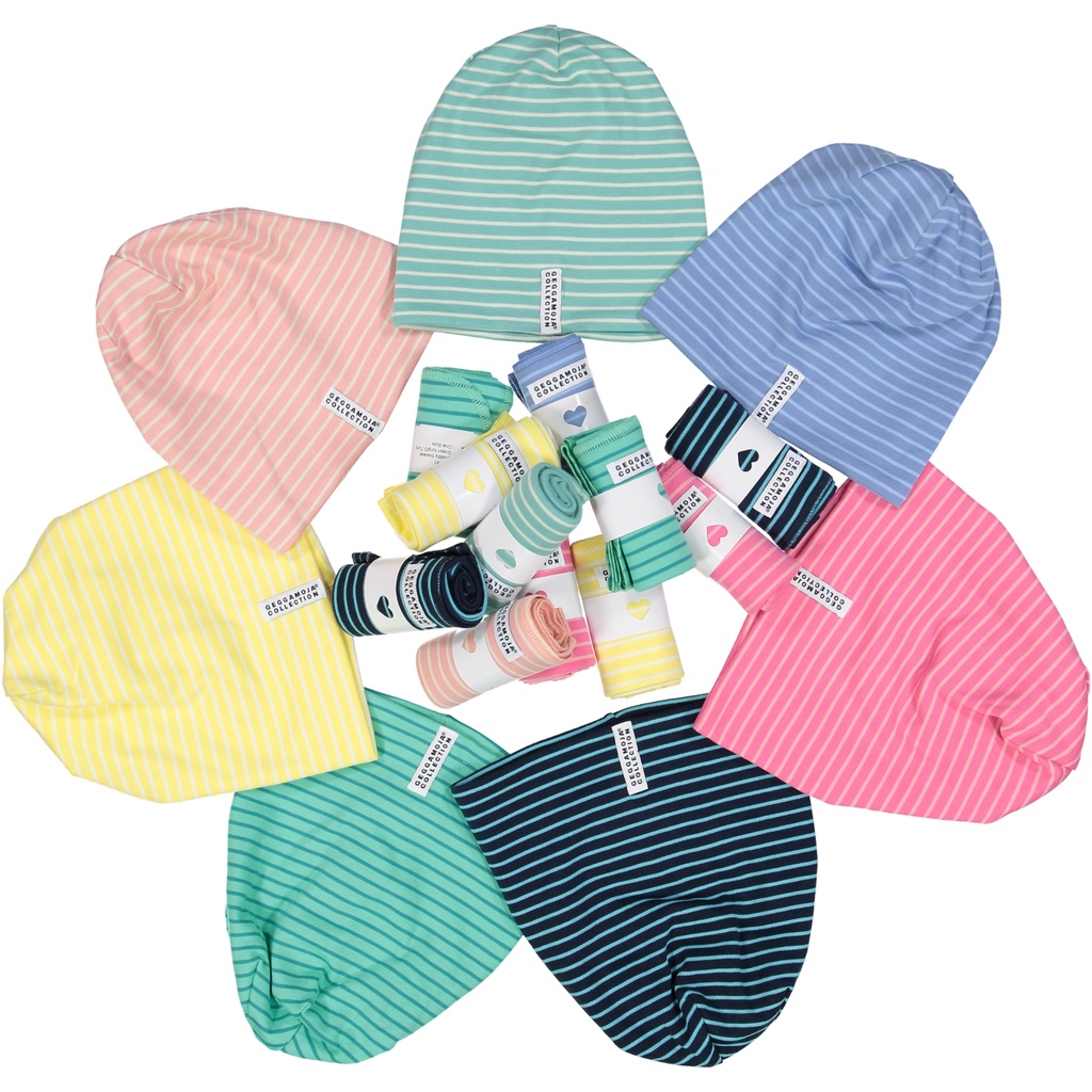 Mössa Classic Mint/Vit Randig M 5-6 år - Geggamoja - 2