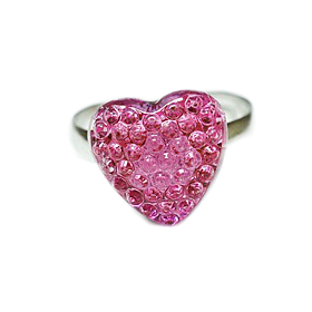 Strass Barnring, Hjärta, Rosa - Busy Lizzie