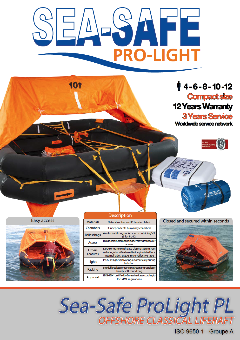  Sea-Safe livflotte Pro Light ISO 9650-1 Group A Pack 2 4p container - 2